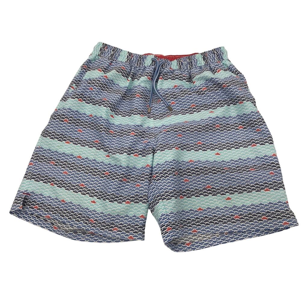Peter Millar Seaside Collection Sailboat Print Swim Trunks Size L